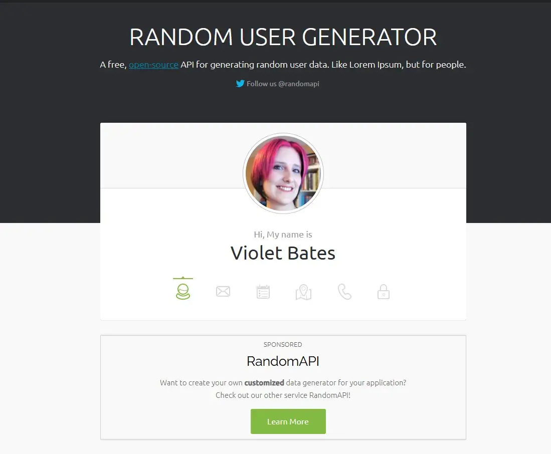 random user generator homepage