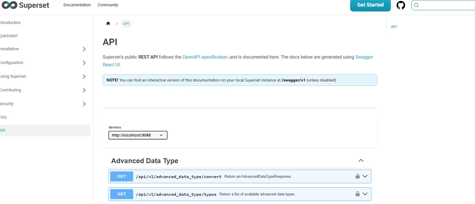 apache superset api documentation