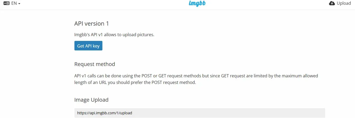 imgbb api key page