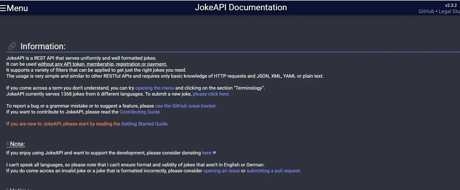 jokeapi documentation