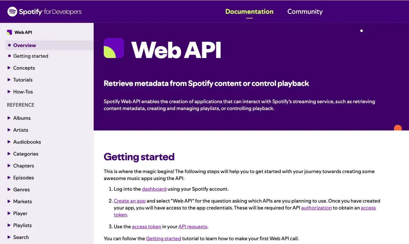 free open api from spotify