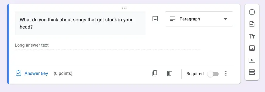 Google Forms free survey maker chooses the type of response you’re most likely to request.