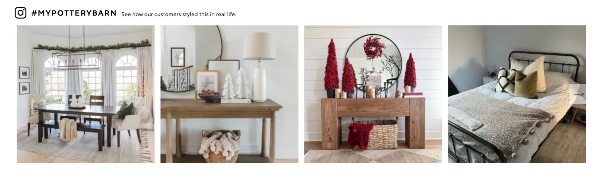 The #MyPotteryBarn section shows square images of products in customers’ homes