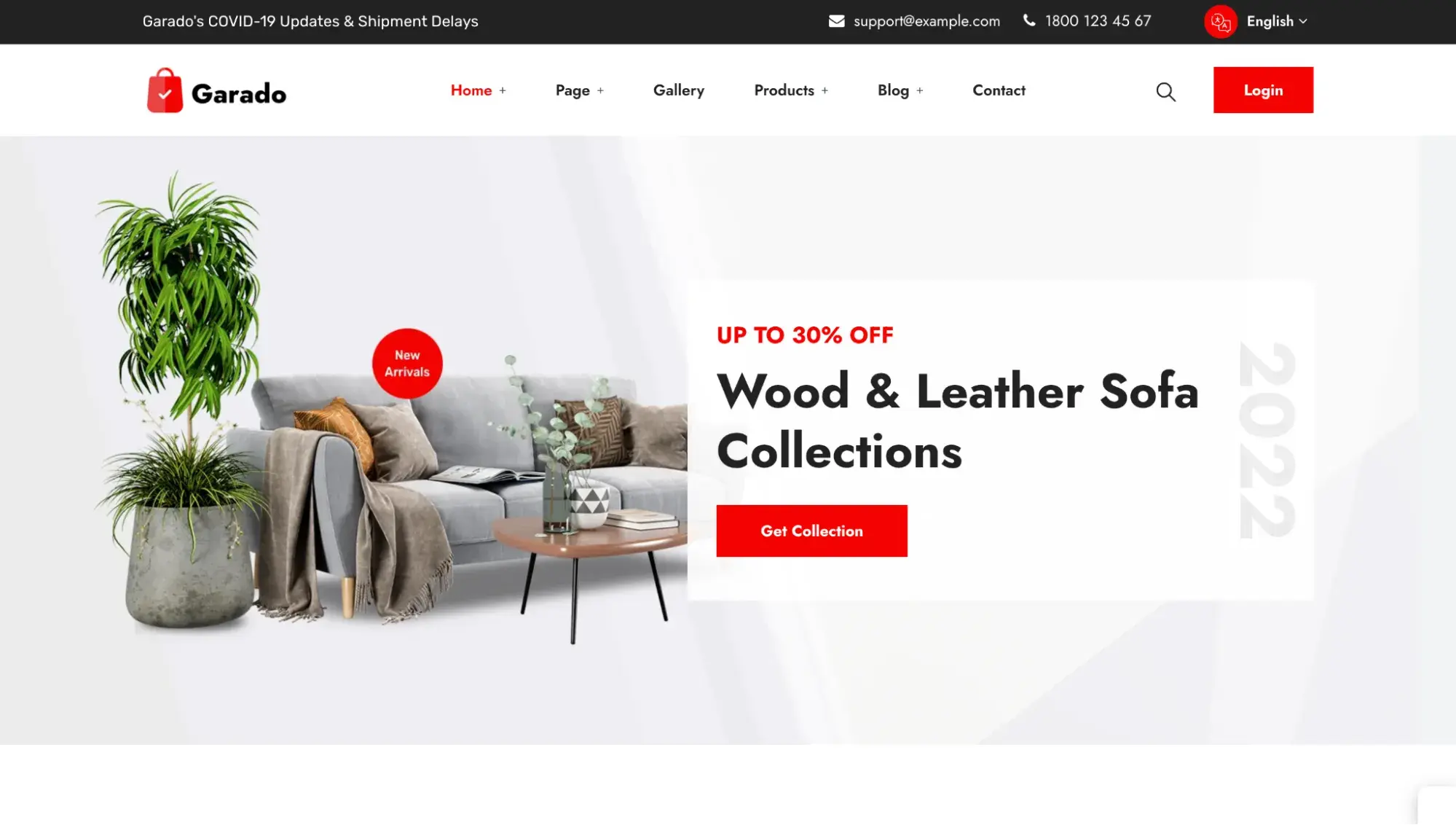 furniture website design Garado theme