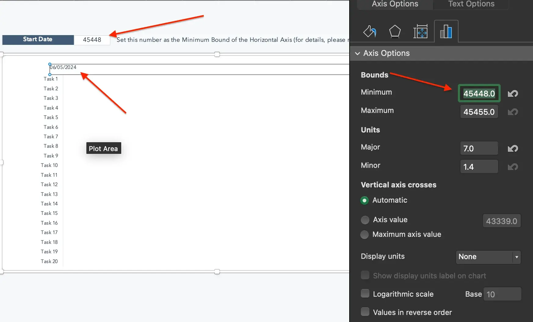 Changing date in HubSpot gantt chart template