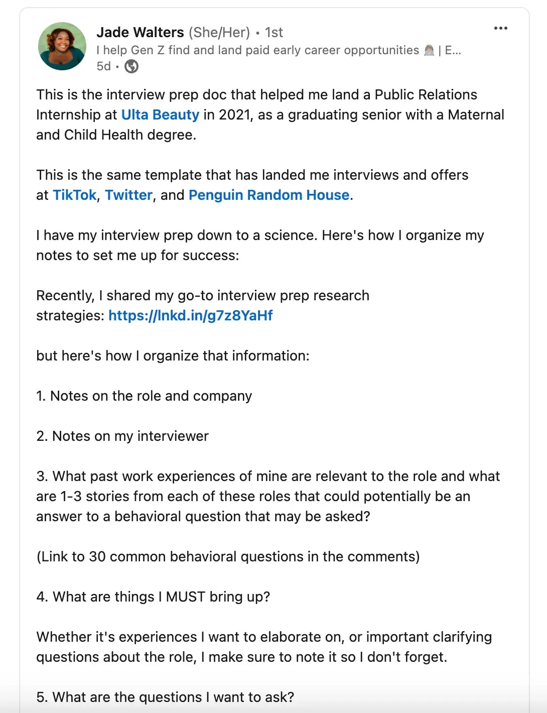 gen z linkedin 6 20240930 6099302 - Jade Walters is Creating Opportunities for Students of Color on LinkedIn, Here’s How [+ Pro Tips for Gen Z]