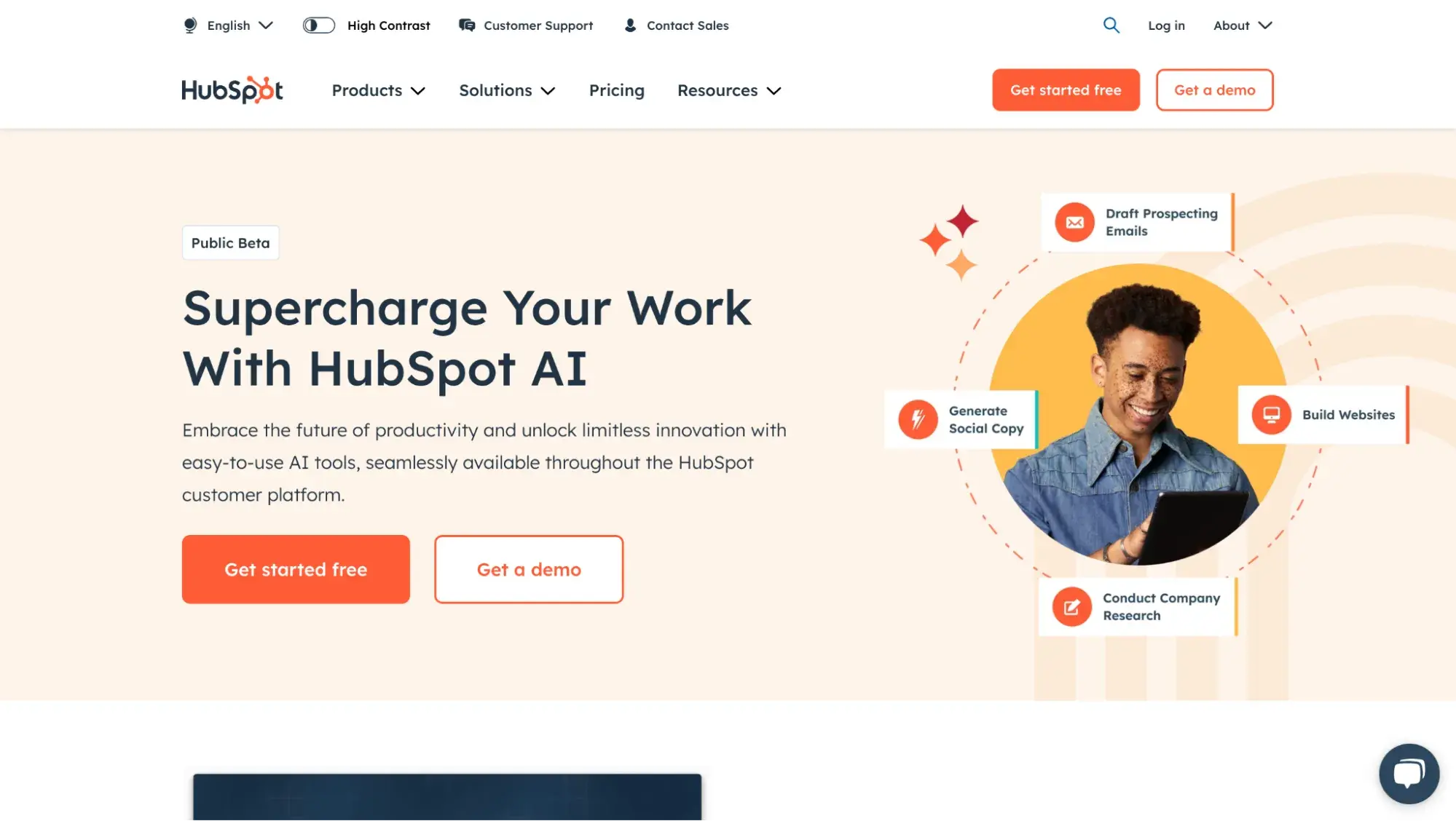 screenshot of HubSpot AI