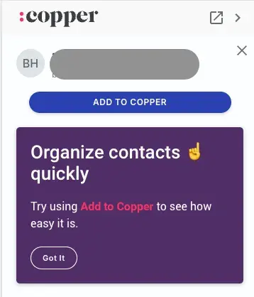 the copper crm for gmail is easy to start.