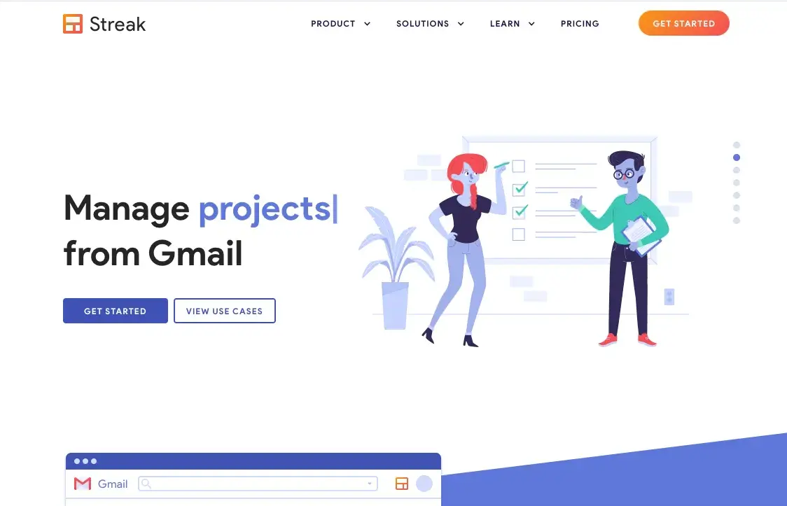 streak allows you to manage projects, leads, investors all from a gmail crm.