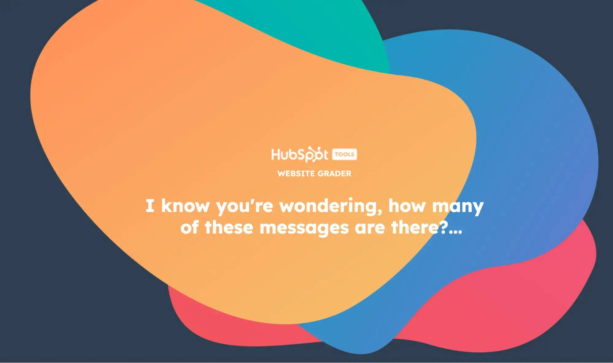 Website Grader loading screen that says, “I know you’re wondering, how many of these messages are there?”