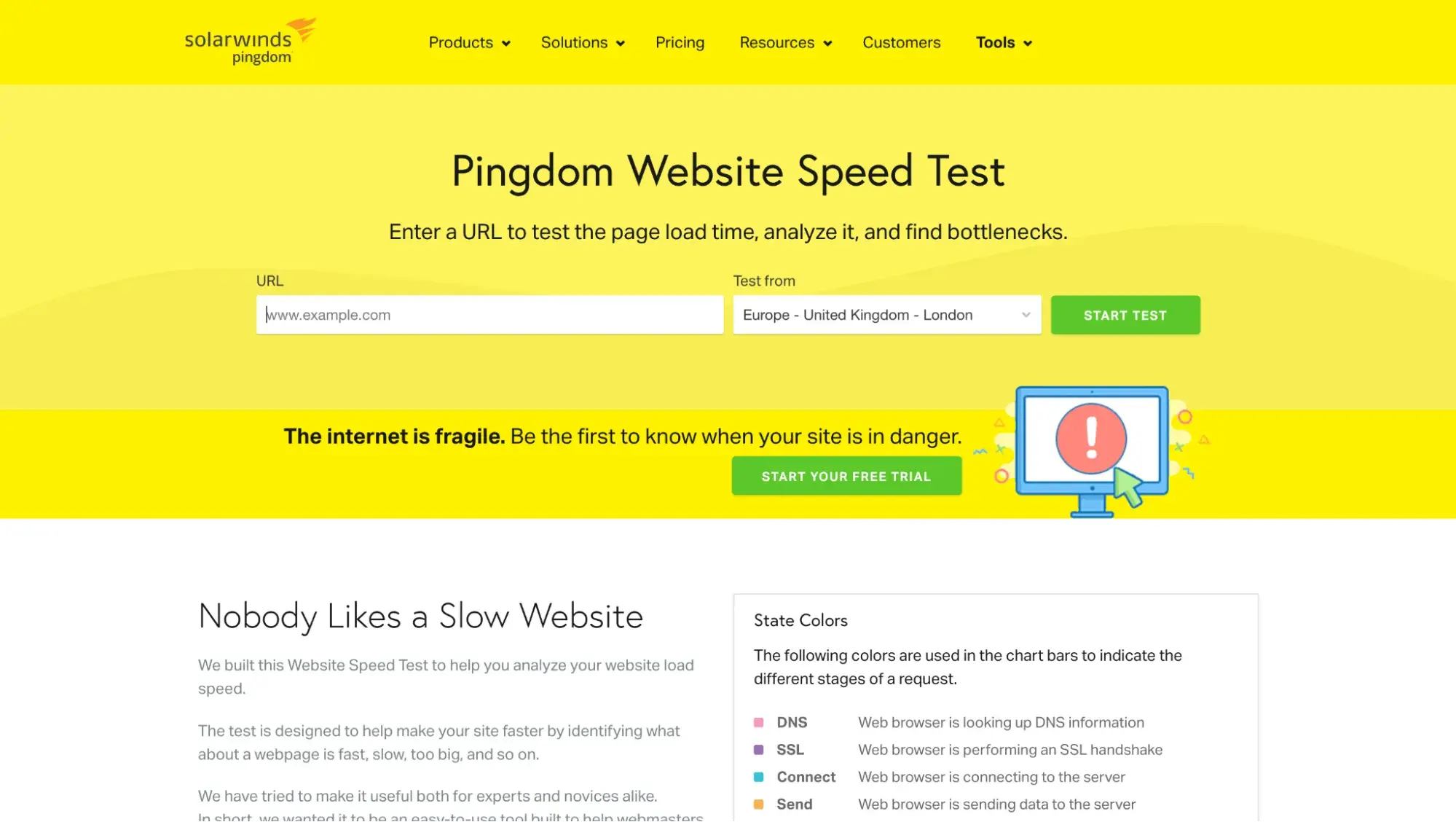 Pingdom website speed test, an alternative to Google PageSpeed Insights