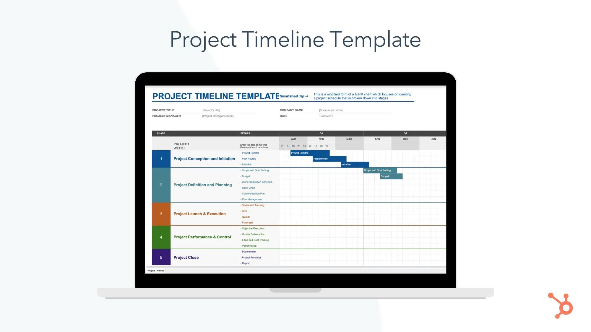 screencap of project timeline template.