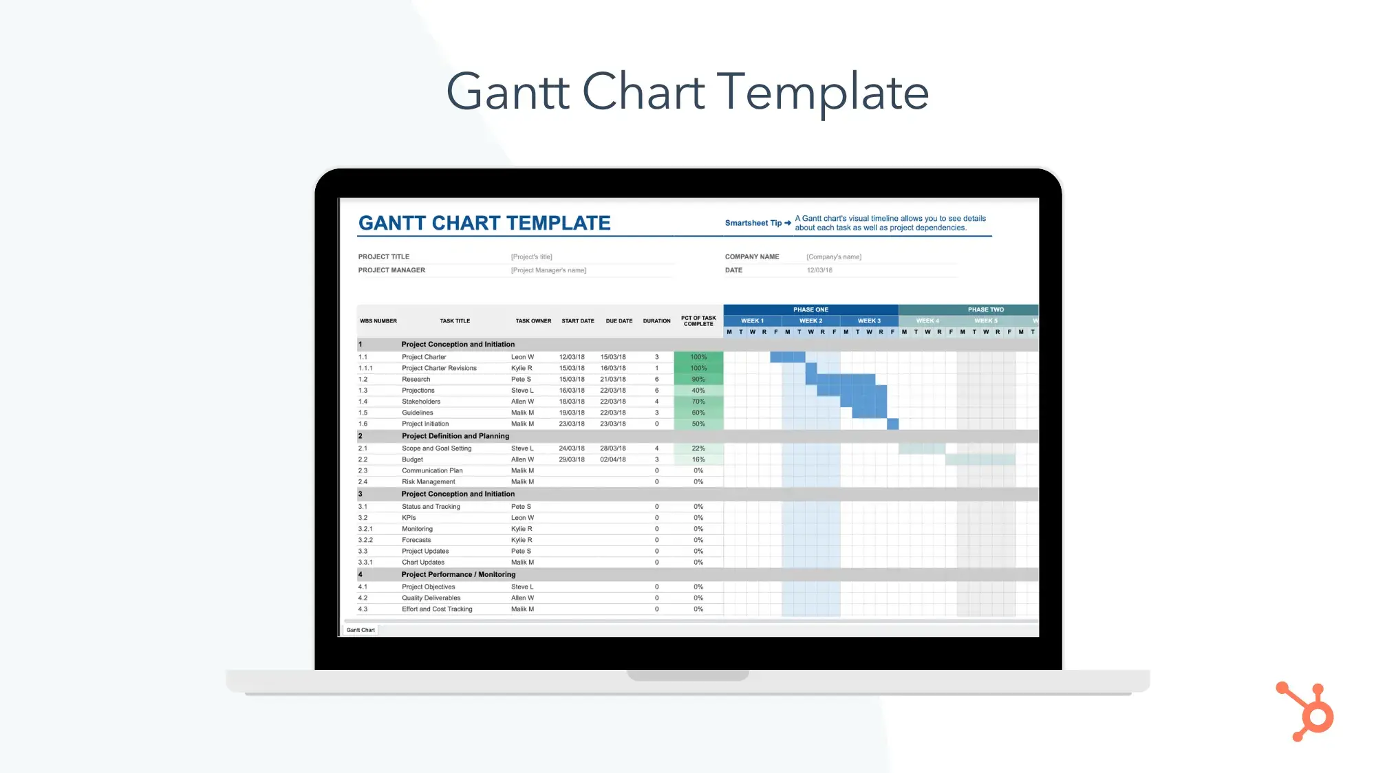 screencap of gantt chart template.