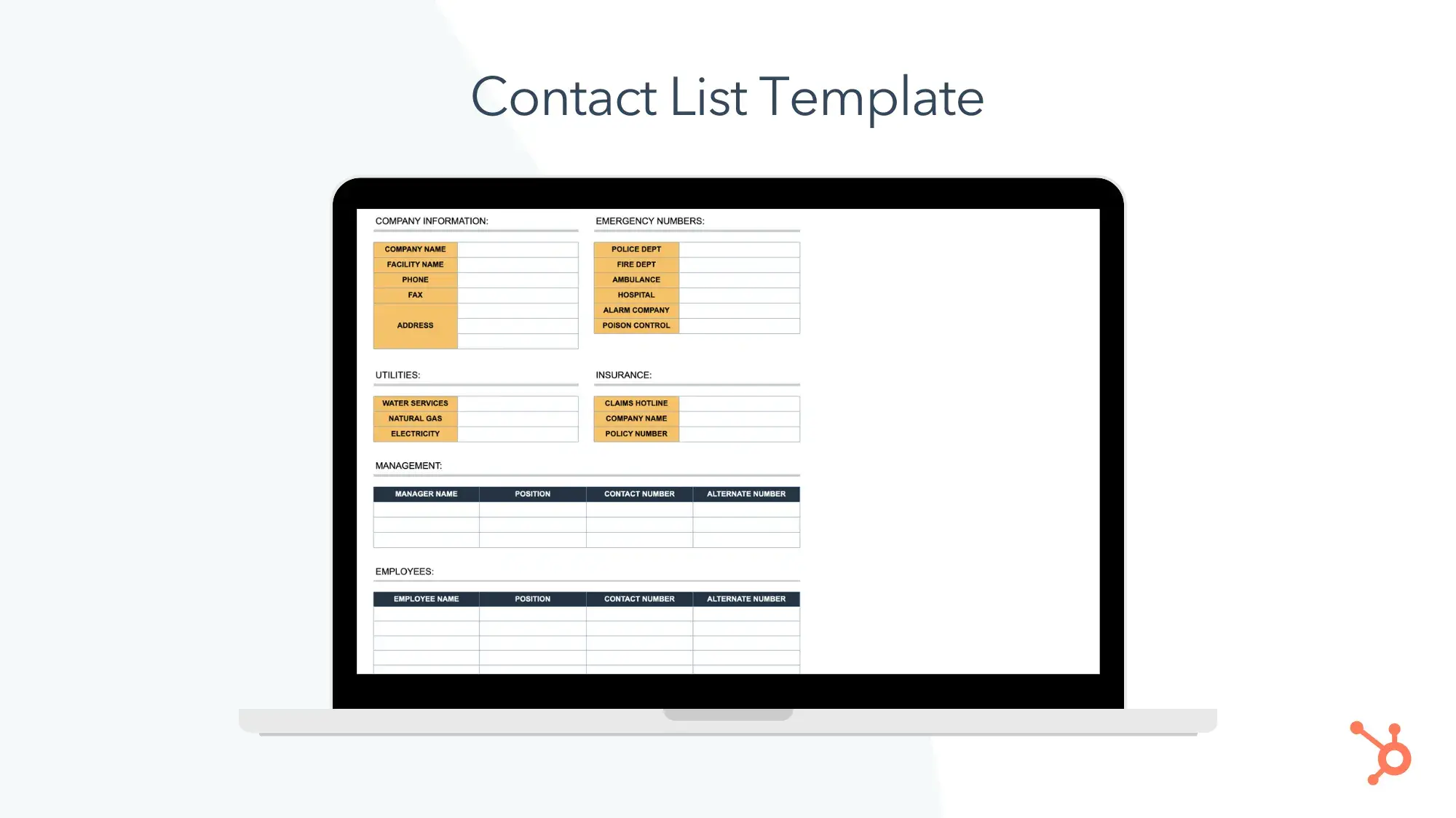 screencap of contact list template.