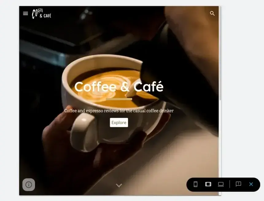 how to make a website with google sites: preview site on different screen sizes