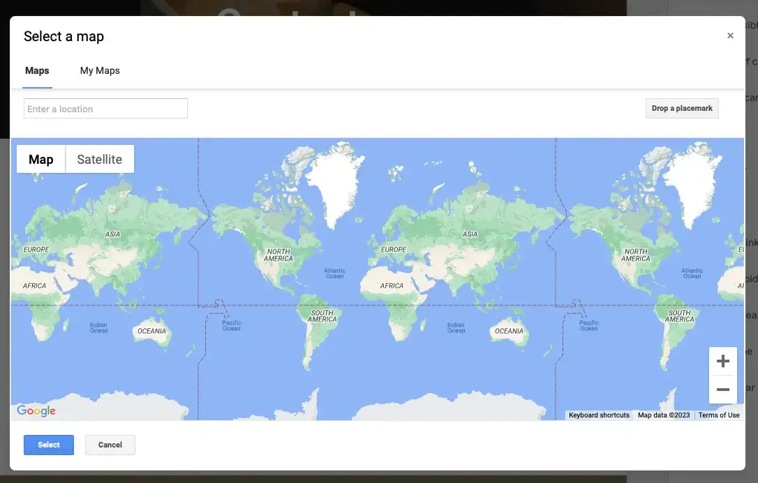 how to make a website with google sites: adding a google map