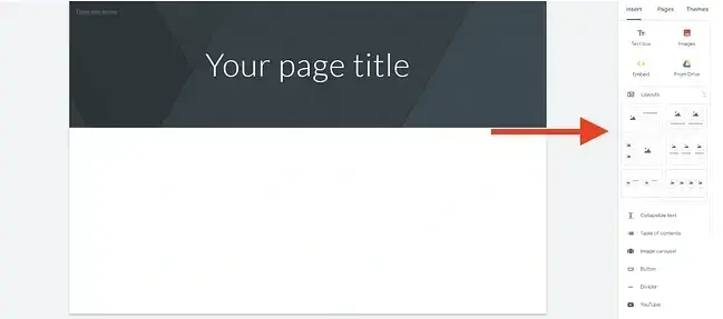 how to make a website on google: add title page