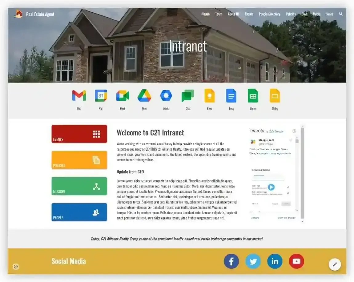 google site template: real estate intranet