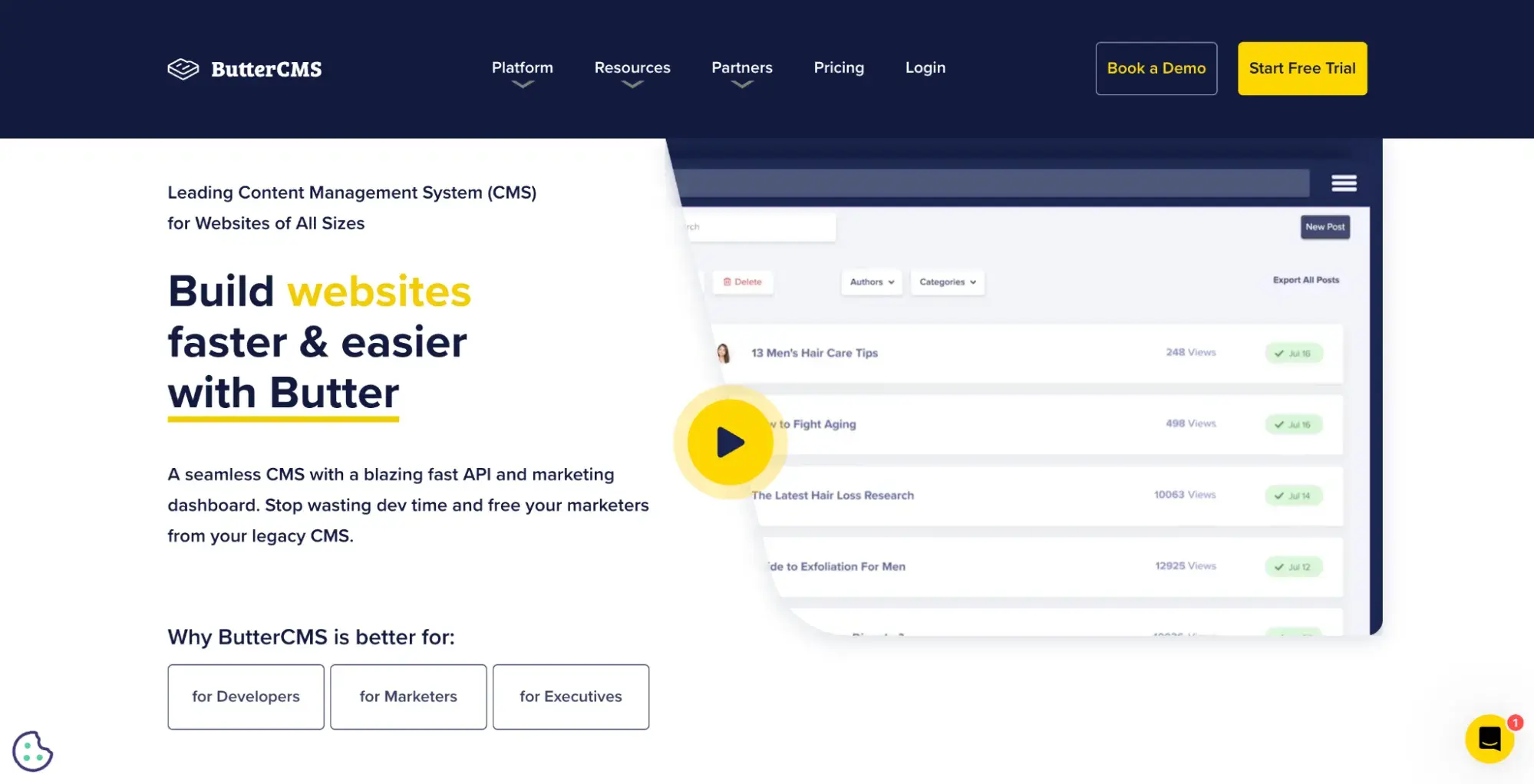 headless cms Butter CMS website