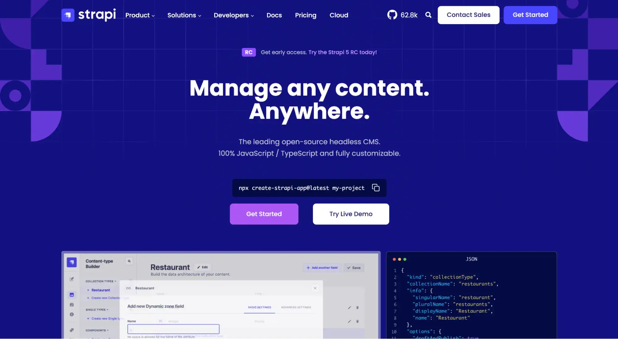 headless cms Strapi website