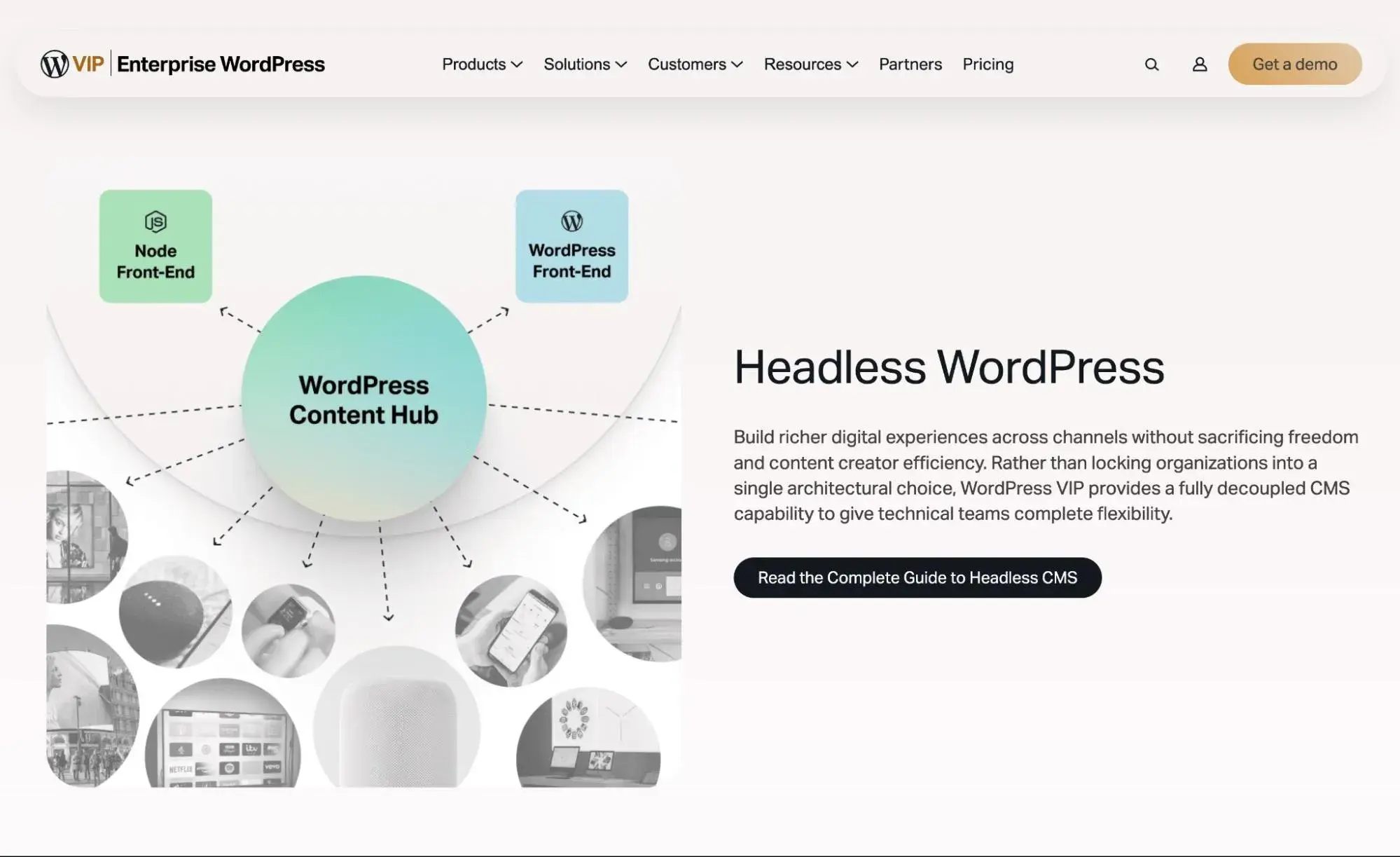 types of headless cms: The WordPress VIP headless WordPress page