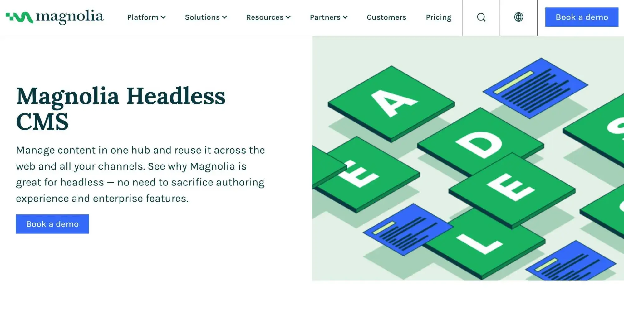 headless cms platforms: The Magnolia CMS dedicated headless CMS information page.