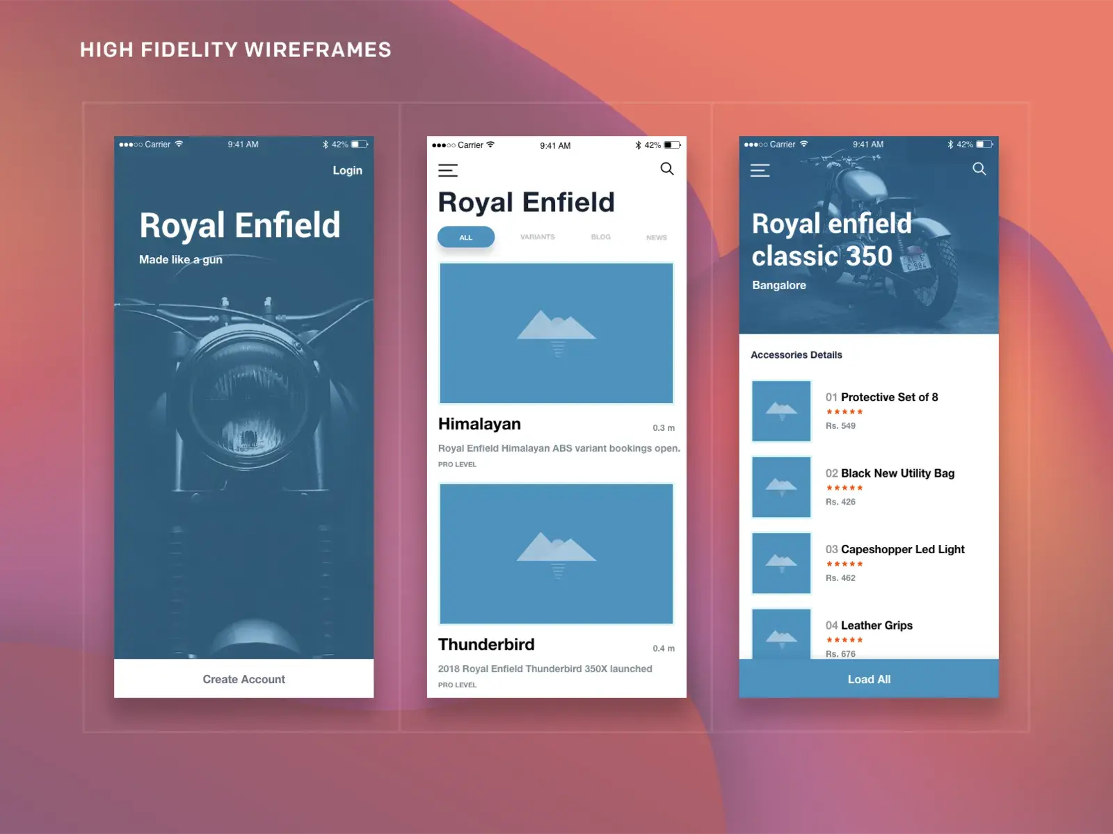 a high-fidelity wireframe example for mobile