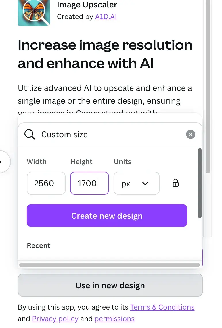 image upscaler app in Canva