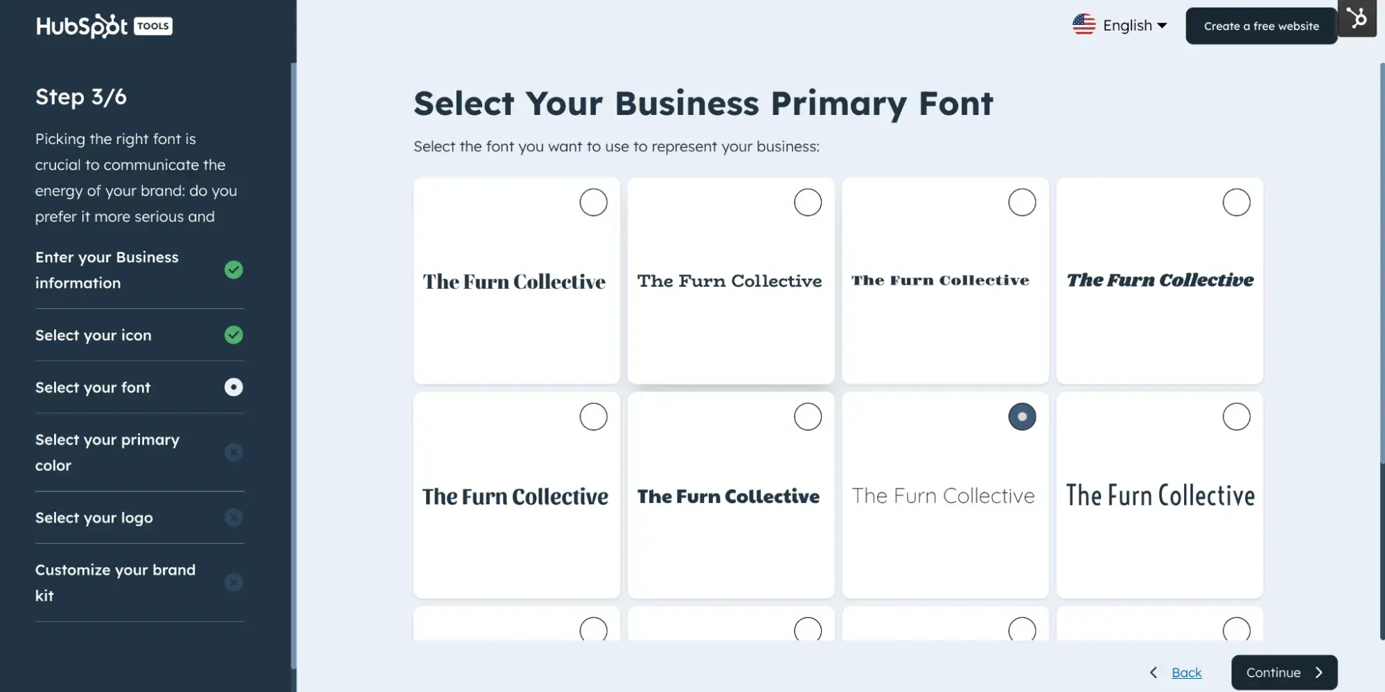 hubspot brand kit generator shows the furn collective in different fonts