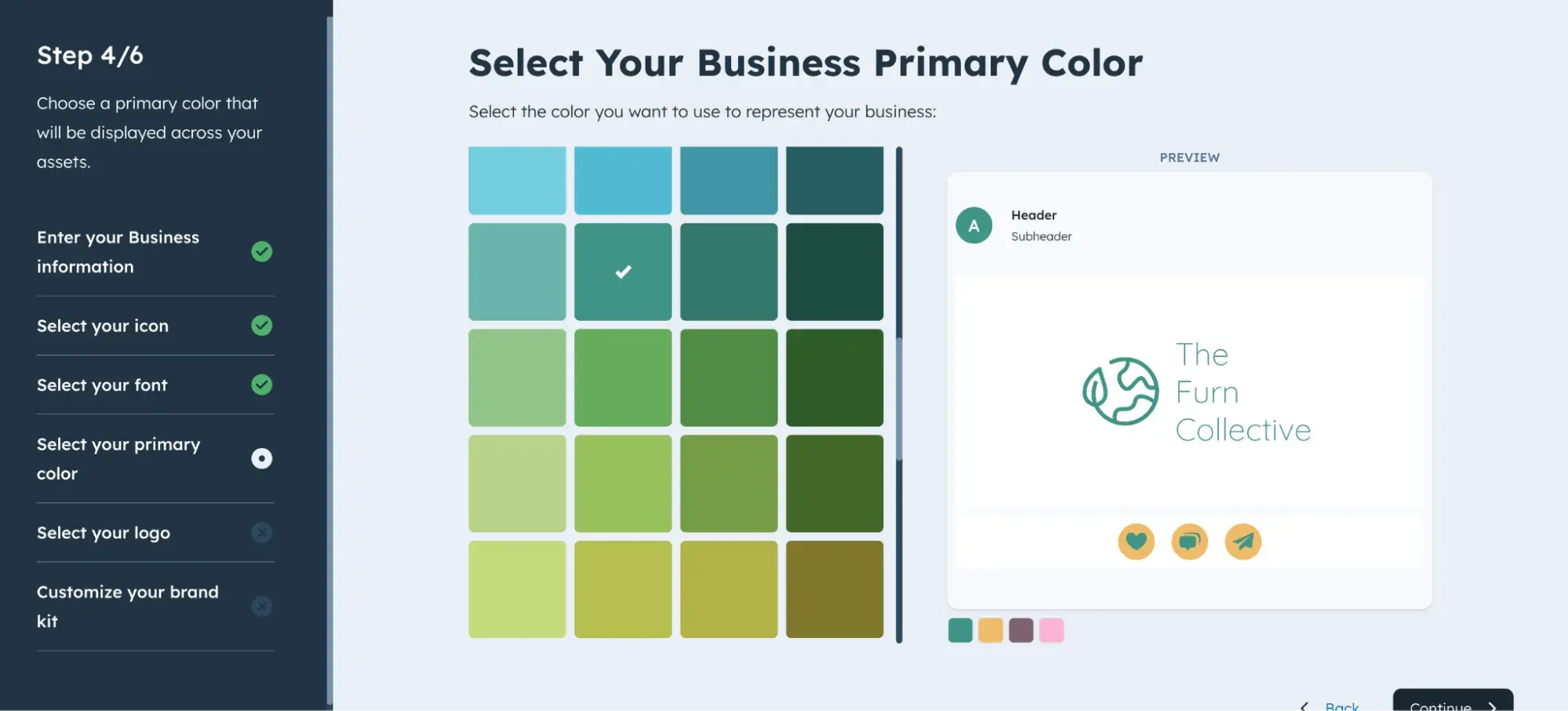 hubspot brand kit generator lets you select your business primary color