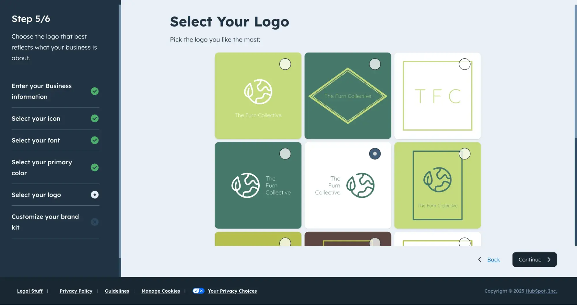 hubspot brand kit generator asks you to select a logo from different choices