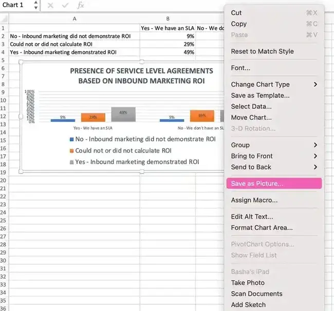 saving graph in excel