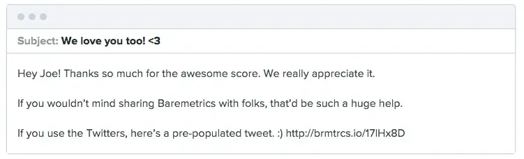 Email from Baremetrics