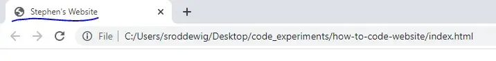how to code a website: Where your website title will appear in users' browsers.