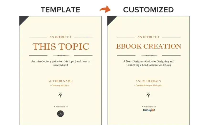 customized ebook cover using free hubspot template