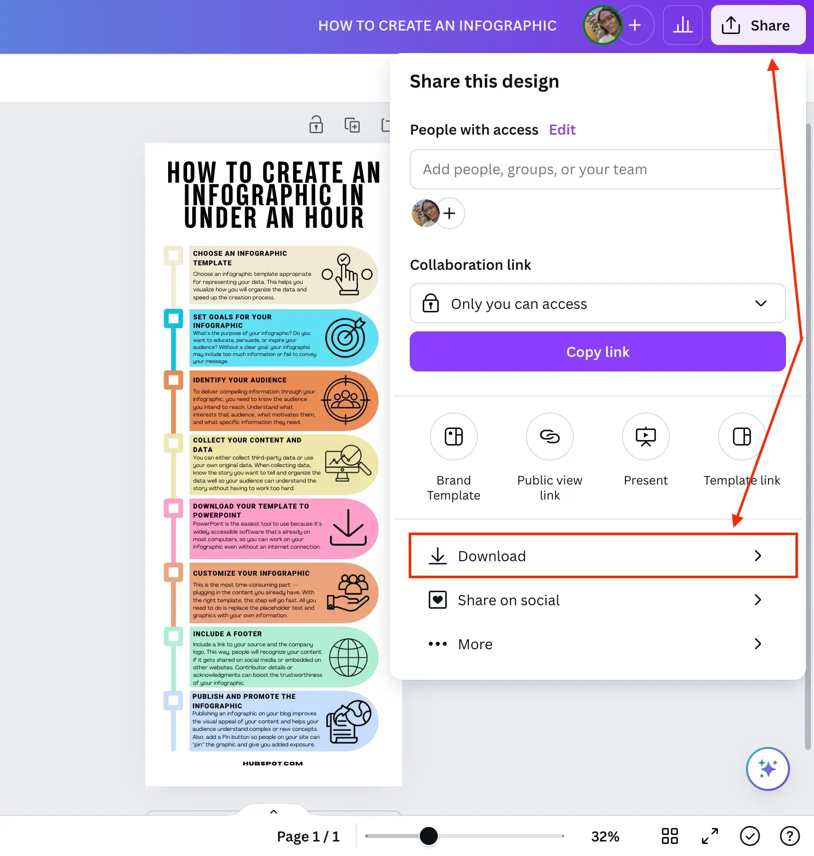 creating an infographic, download your infographic 