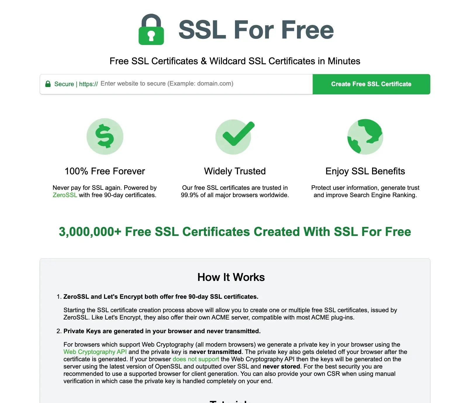 ssl certificate via SSL For Free