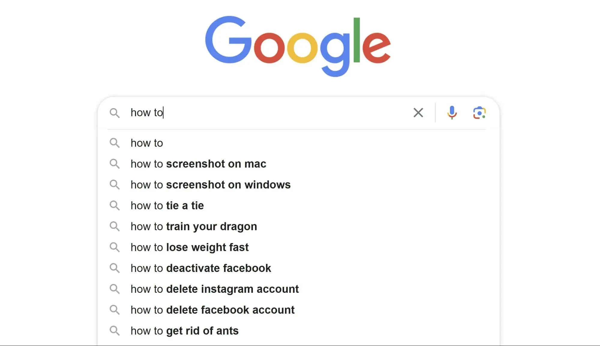 Screenshot showing Google results for “how to”