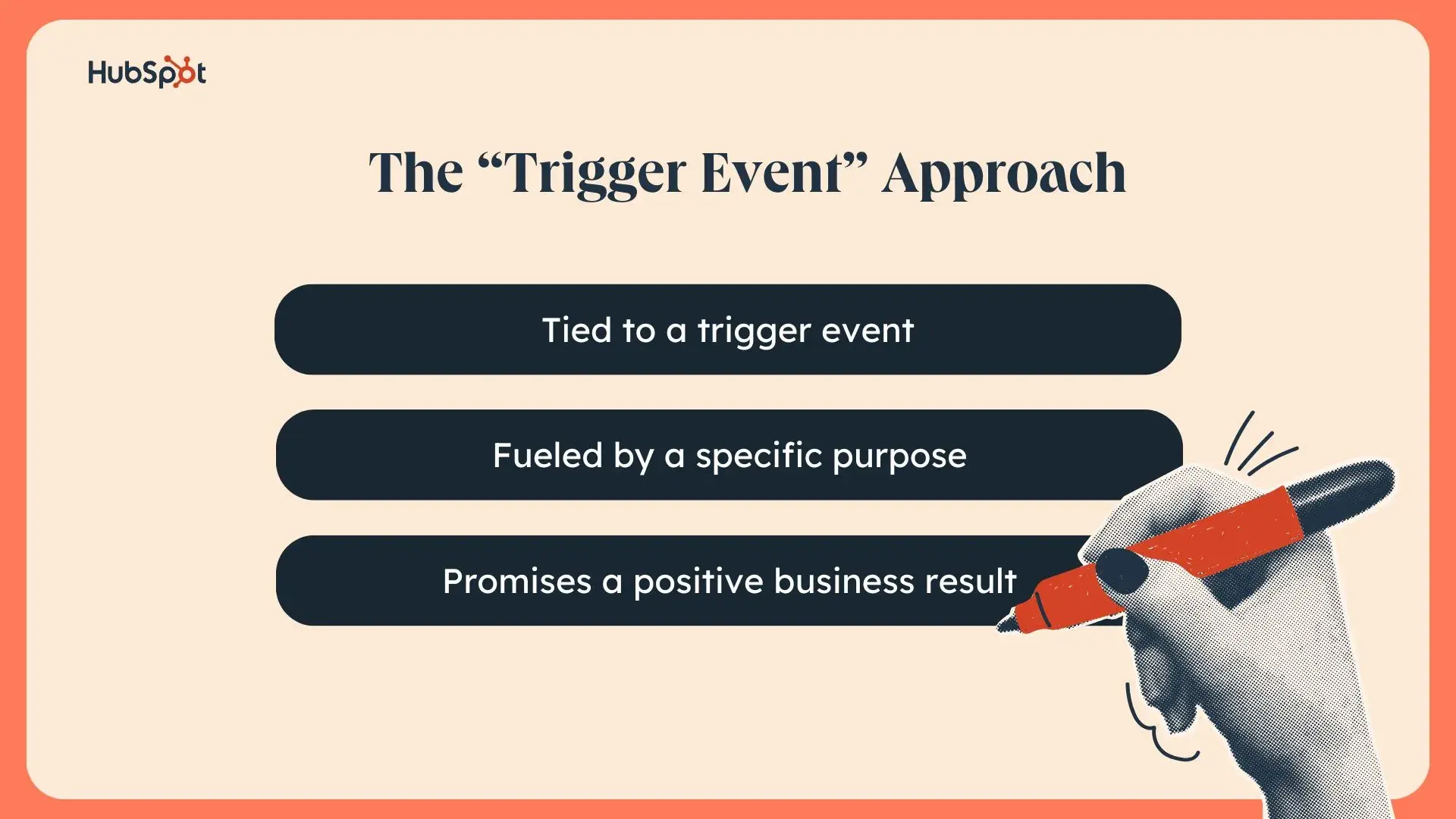 graphic showcasing the key aspects of the trigger event cold calling approach