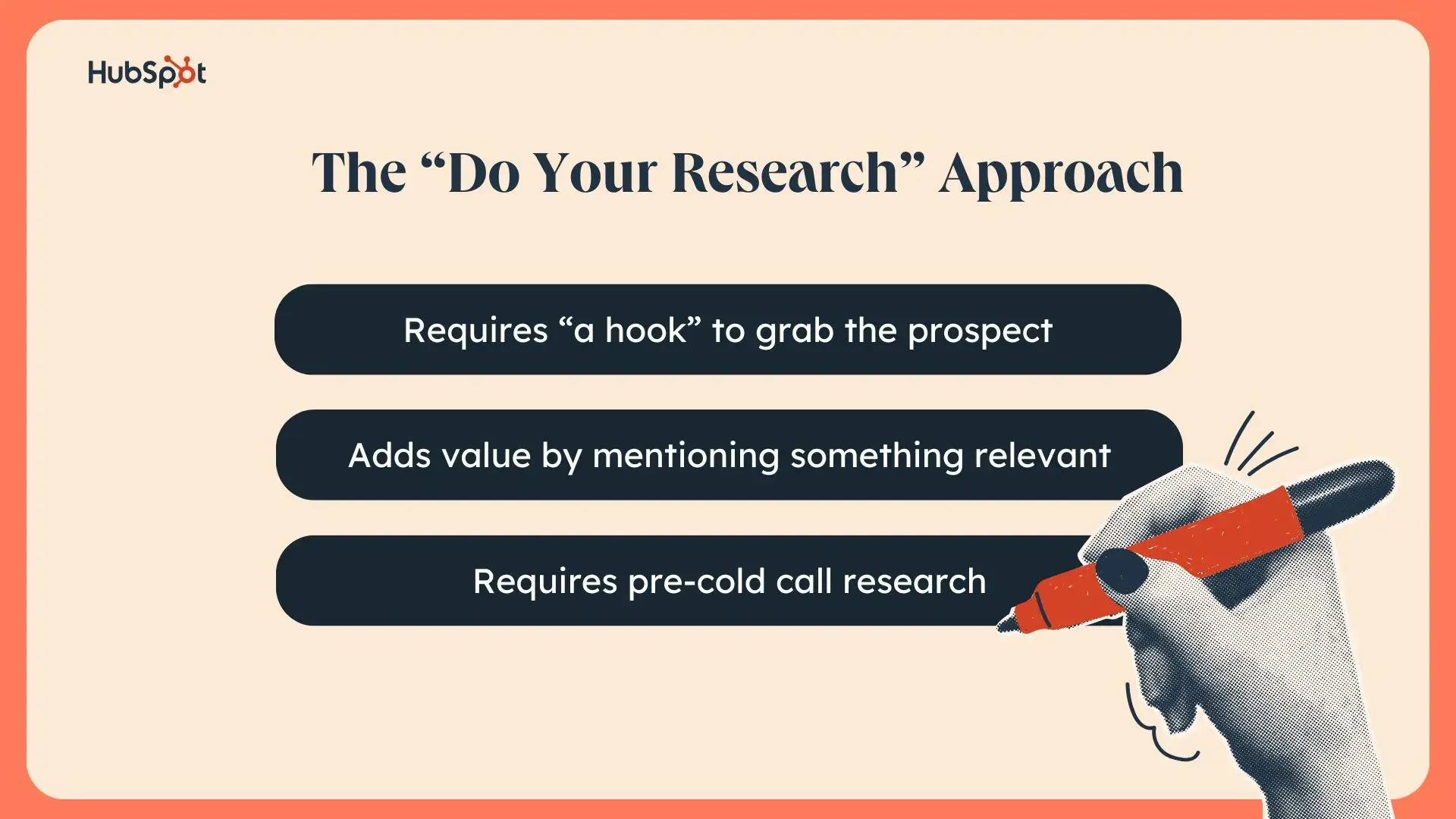 graphic showcasing the key aspects of the do your research cold calling approach