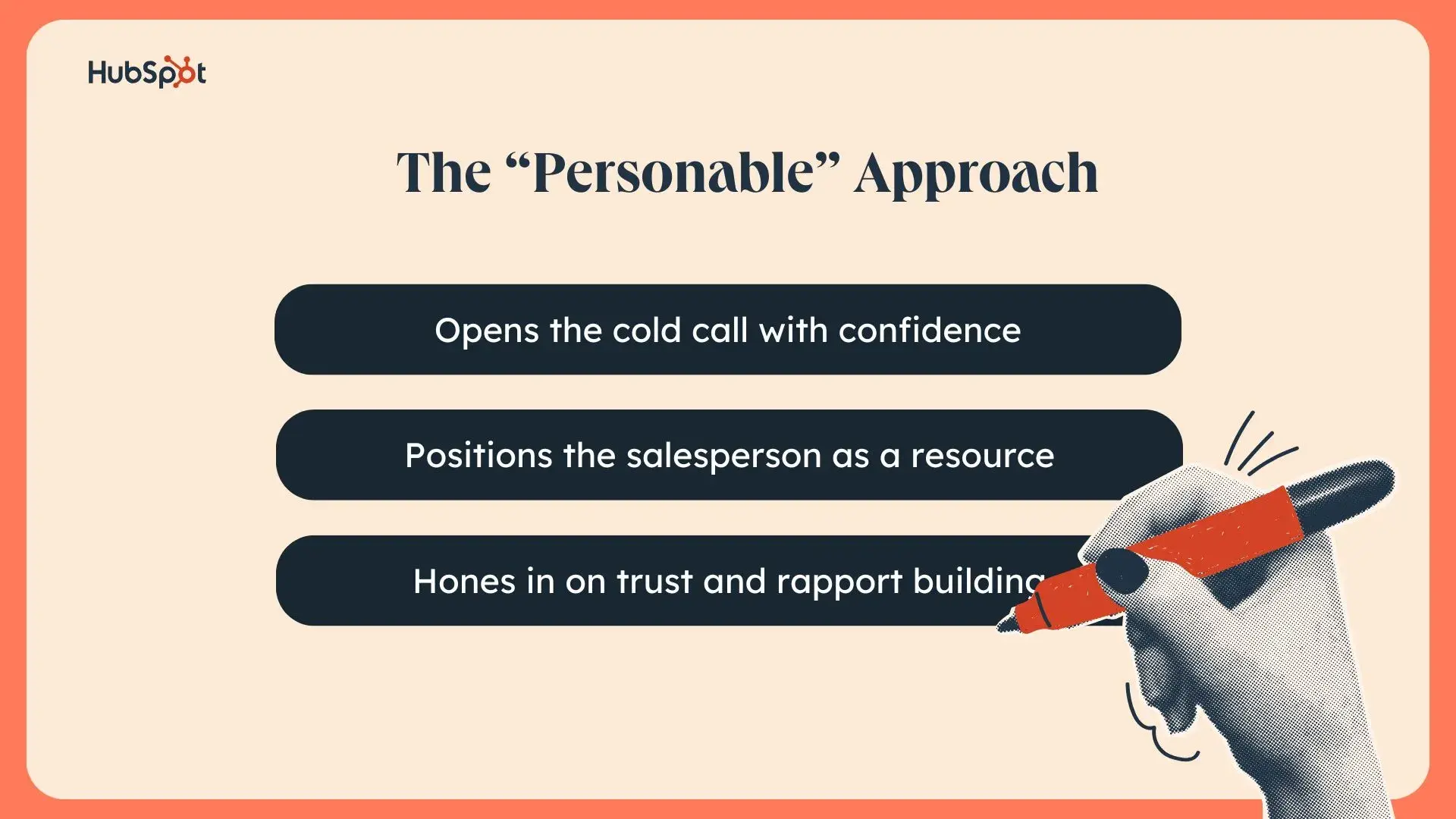 graphic showcasing the key aspects of the personable cold calling approach