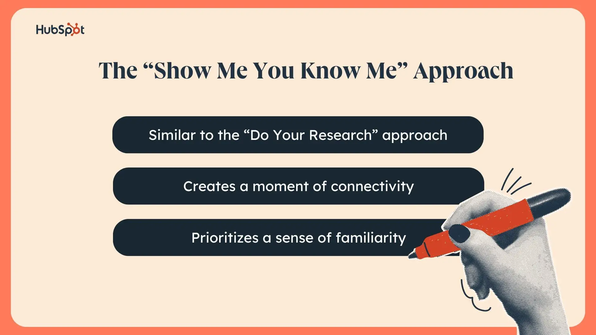 graphic showcasing the key aspects of the show me you know me calling approach