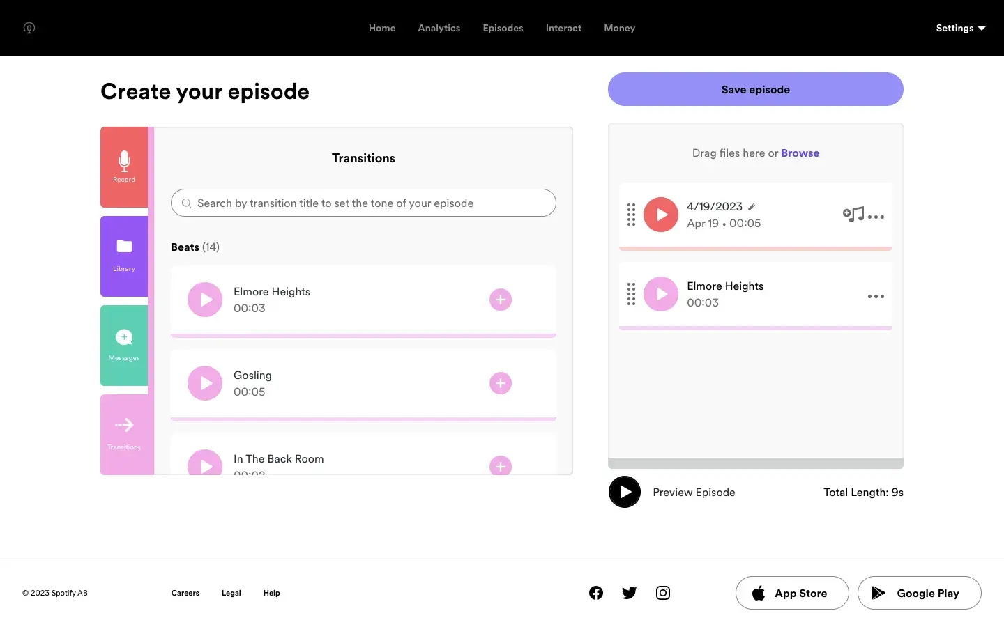 Spotify has a drag and drop creator for placing your podcasts