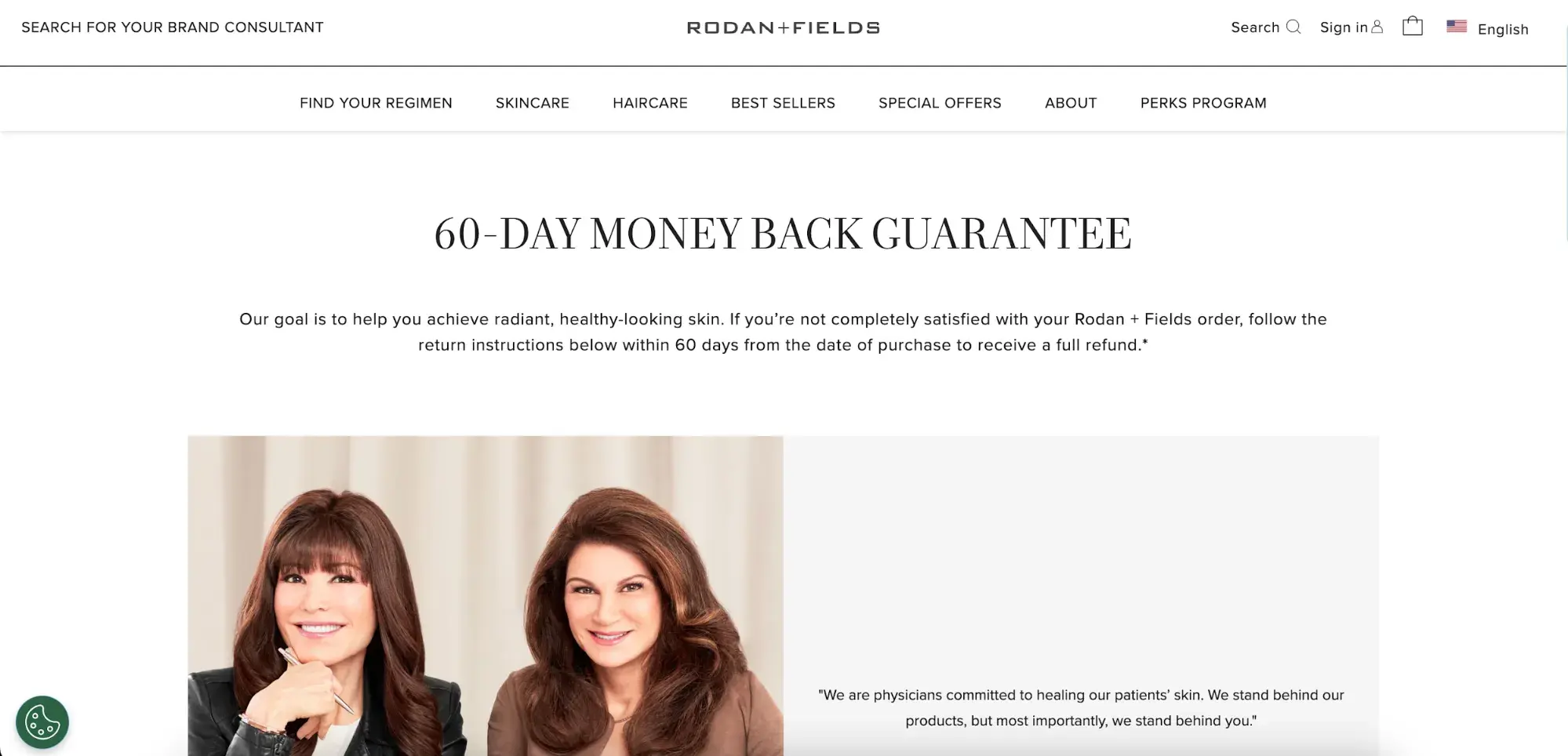 how to reduce customer acquisition costs: Rodan+Fields money-back guarantee example