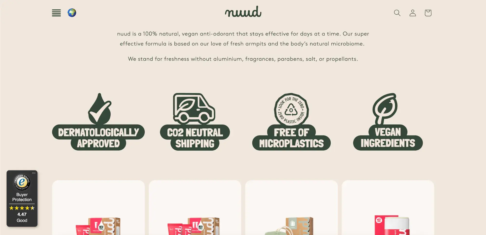 how to reduce customer acquisition costs: Nuud values example 