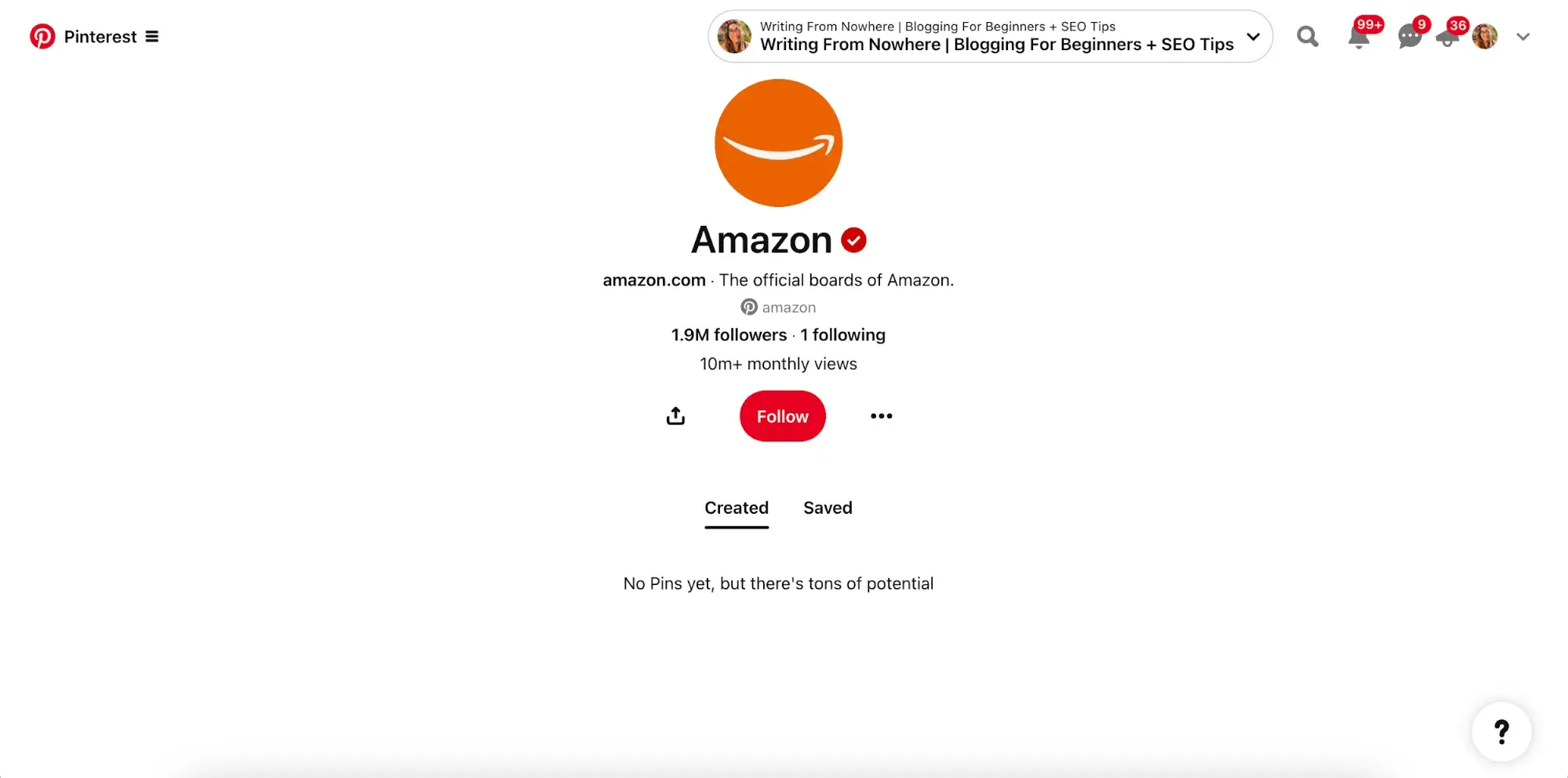 how to lower cac: Amazon Pinterest account example