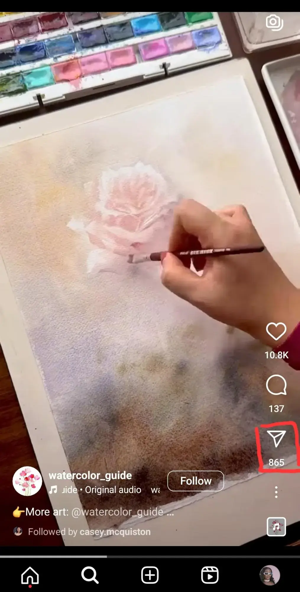 how to repost on instagram, watercolor reel instagram share button