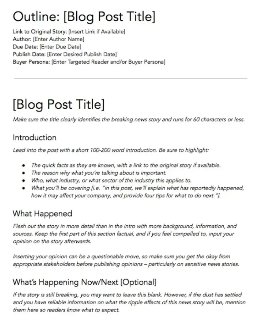 free blog post template