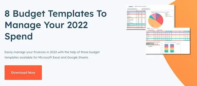 screenshot of hubspot marketing budget template download offer