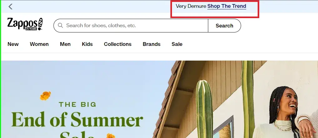 Zappos homepage very demure trendhttps://www.zappos.com/ 